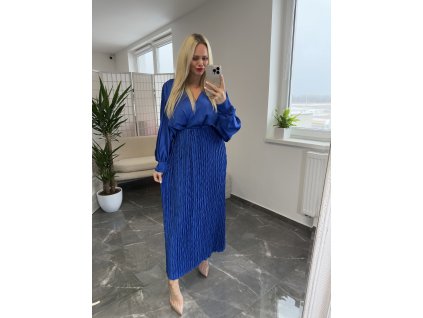 Plisované dlhé šaty Elif modrá