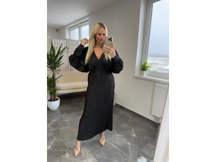 Plisované dlhé šaty Elif čierna