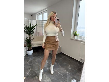Koženkova sukňa Sesil hnedá
