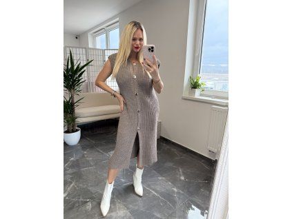 Pletené šaty Rabbe hnedá