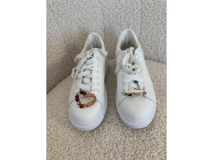 Tenisky s ozdobnou brošňou Snugy biela