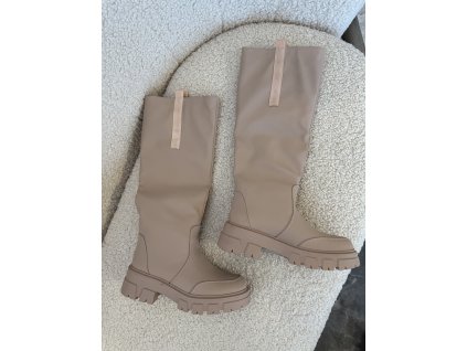 Čižmy pod kolena béžová Teagle