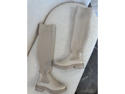 Čižmy nad kolená Dwight béžová