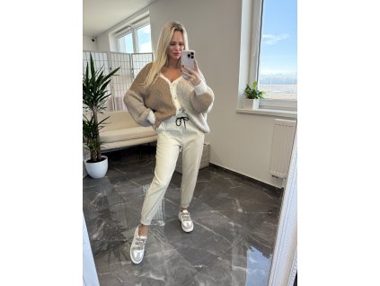 Koženkove nohavice Delia béžová