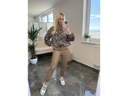 Koženkove nohavice Delia hnedá