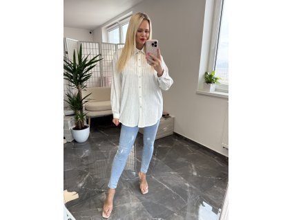 Košeľa s trblietkami Lamelle biela