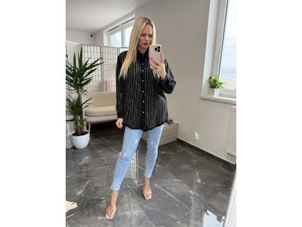 Košeľa s trblietkami Lamelle čierna