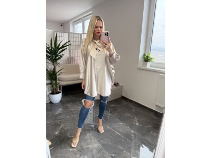 Predĺžená blúzka s mašľou  Ariana béžová