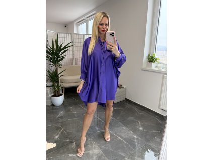 Predĺžená blúzka s mašľou Ariana fialová
