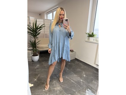 Oversized šaty z tenkej rifľoviny Soper modrá