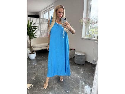 Šaty s ozdobným lemovaním na jedno rameno Rayos