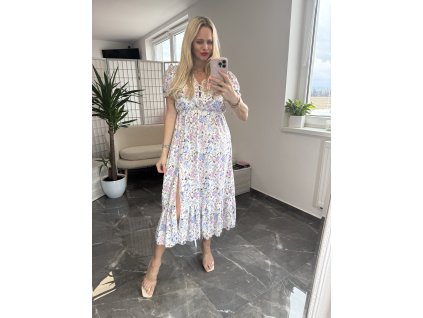 Kvietkove šaty krátky rukáv Floral
