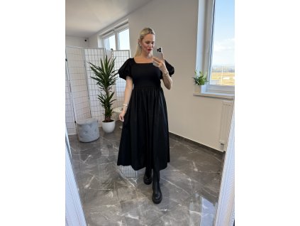 Šaty s puff rukávom Resie čierna