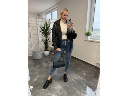 Koženkova bunda Thyma čierna