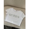 Tričko s kamienkovým nápisom Ques biela
