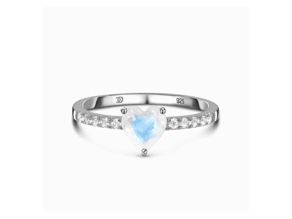 Royal Fashion stříbrný rhodiovaný prsten Srdce s drahokamem Moonstonem a drahokamy topazy GU-DR23089R-SILVER-MOONSTONE-TOPAZ