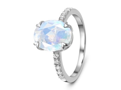 Emporial luxusní stříbrný rhodiovaný prsten Měsíční duhový kámen s drahokamy topazy GU-WR-207-SILVER-MOONSTONE-TOPAZ