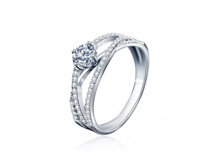 Royal Fashion stříbrný rhodiovaný prsten s drahokamem moissanitem HA-XJZ023-SILVER-MOISSANITE-ZIRCON
