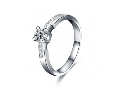 Royal Fashion stříbrný rhodiovaný prsten s drahokamem moissanitem HA-XJZ006-SILVER-MOISSANITE-ZIRCON