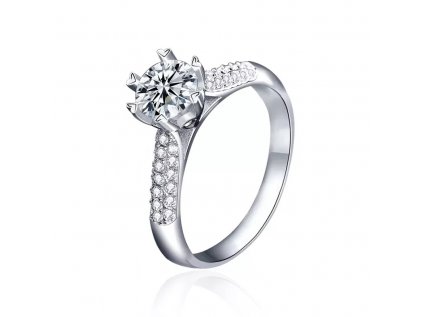 Royal Fashion stříbrný rhodiovaný prsten s drahokamem moissanitem HA-XJZ014-SILVER-MOISSANITE-ZIRCON