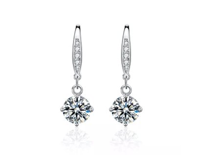 Royal Fashion stříbrné rhodiované náušnice s drahokamem moissanitem HA-XEZ009-SILVER-MOISSANITE-ZIRCON
