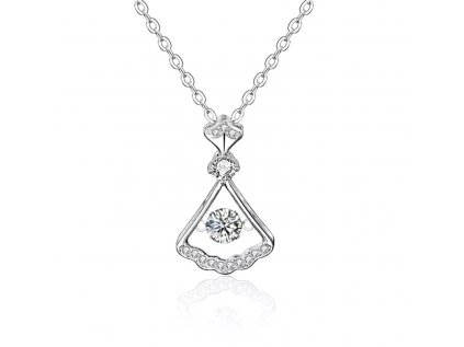 Royal Fashion stříbrný rhodiovaný náhrdelník s drahokamem moissanitem HA-XMZ007-SILVER-MOISSANITE-ZIRCON