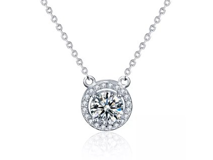 Royal Fashion stříbrný rhodiovaný náhrdelník s drahokamem moissanitem HA-XMZ009-SILVER-MOISSANITE-ZIRCON