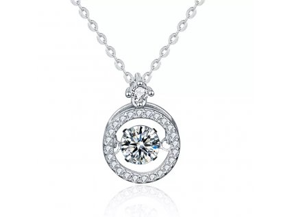 Royal Fashion stříbrný rhodiovaný náhrdelník s drahokamem moissanitem HA-XMZ011-SILVER-MOISSANITE-ZIRCON