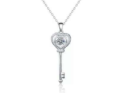 Royal Fashion stříbrný rhodiovaný náhrdelník s drahokamem moissanitem HA-XMZ013-SILVER-MOISSANITE-ZIRCON