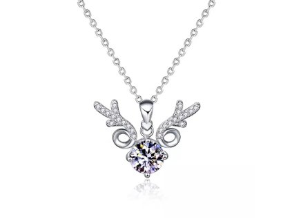 Royal Fashion stříbrný rhodiovaný náhrdelník s drahokamem moissanitem HA-XMZ005-SILVER-MOISSANITE-ZIRCON