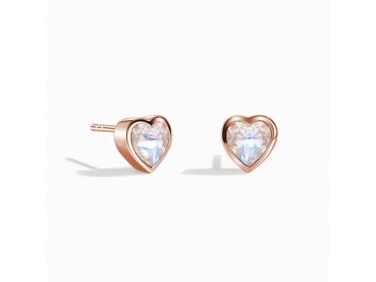 Royal Fashion peckové náušnice Srdce 14k růžové zlato Vermeil s drahokamem Moonstonem GU-DR190437E-ROSEGOLD-MOONSTONE