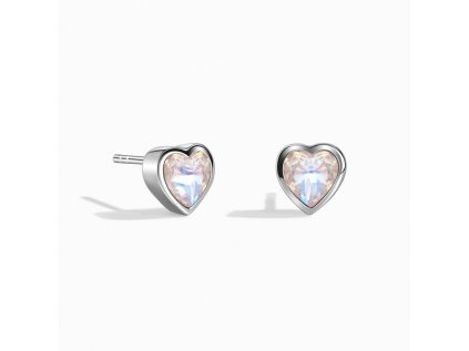 Royal Fashion stříbrné rhodiované peckové náušnice Srdce s drahokamem Moonstonem GU-DR190437E-SILVER-MOONSTONE