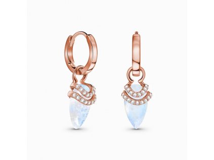 Royal Fashion náušnice Bohyně 14k růžové zlato Vermeil s drahokamy Moonstony a drahokamy topazy GU-DR23084E-ROSEGOLD-MOONSTONE-TOPAZ