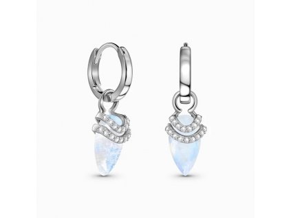 Royal Fashion stříbrné rhodiované náušnice Bohyně s drahokamy Moonstony a drahokamy topazy GU-DR23084E-SILVER-MOONSTONE-TOPAZ