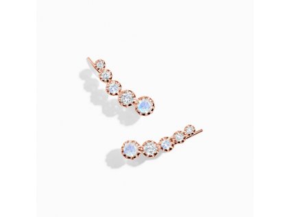 Royal Fashion náušnice Přes ucho 14k růžové zlato Vermeil s drahokamy Moonstony a drahokamy topazy GU-DR23086E-ROSEGOLD-MOONSTONE-TOPAZ