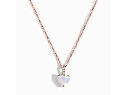 Royal Fashion náhrdelník Srdce 14k růžové zlato Vermeil s drahokamem Moonstonem a drahokamy topazy GU-DR20246N-ROSEGOLD-MOONSTONE-TOPAZ