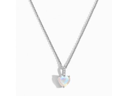 Royal Fashion stříbrný rhodiovaný náhrdelník Srdce s drahokamem Moonstonem a drahokamy topazy GU-DR20246N-SILVER-MOONSTONE-TOPAZ