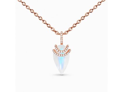 Royal Fashion náhrdelník Bohyně 14k růžové zlato Vermeil s drahokamem Moonstonem a drahokamy topazy GU-DR23099N-ROSEGOLD-MOONSTONE-TOPAZ