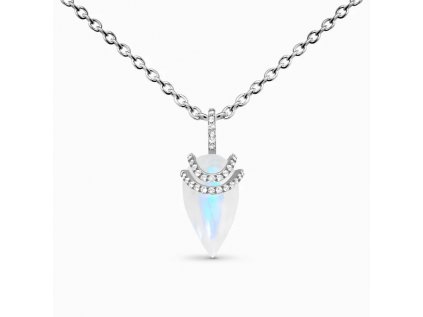 Royal Fashion stříbrný rhodiovaný náhrdelník Bohyně s drahokamem Moonstonem a drahokamy topazy GU-DR23099N-SILVER-MOONSTONE-TOPAZ