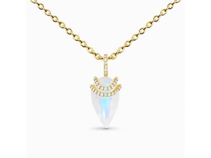 Royal Fashion náhrdelník Bohyně 14k žluté zlato Vermeil s drahokamem Moonstonem a drahokamy topazy GU-DR23099N-YELLOWGOLD-MOONSTONE-TOPAZ