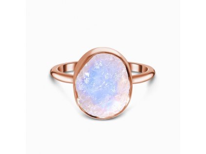 Royal Fashion prsten Energie 14k růžové zlato Vermeil s drahokamem Raw Moonstonem GU-DR23090R-ROSEGOLD-MOONSTONE