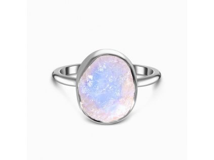 Royal Fashion stříbrný rhodiovaný prsten Energie s drahokamem Raw Moonstonem GU-DR23090R-SILVER-MOONSTONE