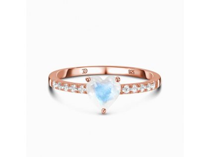 Royal Fashion prsten Srdce 14k růžové zlato Vermeil s drahokamem Moonstonem a drahokamy topazy GU-DR23089R-ROSEGOLD-MOONSTONE-TOPAZ