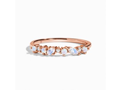 Royal Fashion prsten Hravé tvary 14k růžové zlato Vermeil s drahokamy Moonstony a drahokamy topazy GU-DR23094R-ROSEGOLD-MOONSTONE-TOPAZ