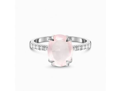 Emporial stříbrný rhodiovaný prsten s drahokamem růženínem a drahokamy topazy GU-DR10789R-SILVER-ROSEQUARTZ-TOPAZ