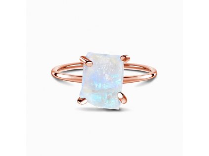 Elenys prsten Raw 14k růžové zlato Vermeil s drahokamem Moonstonem