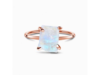 Royal Fashion prsten Raw 14k růžové zlato Vermeil s drahokamem Moonstonem GU-DR15849R-ROSEGOLD-MOONSTONE