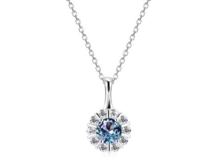 Royal Fashion stříbrný náhrdelník pozlacený 18k bílým zlatem Alexandrit DGPS0032-WG