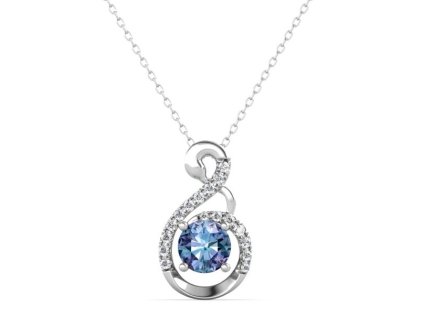 Royal Fashion stříbrný náhrdelník pozlacený 18k bílým zlatem Alexandrit DGPS0047-WG