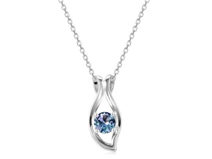 Royal Fashion stříbrný náhrdelník pozlacený 18k bílým zlatem Alexandrit DGPS0048-WG